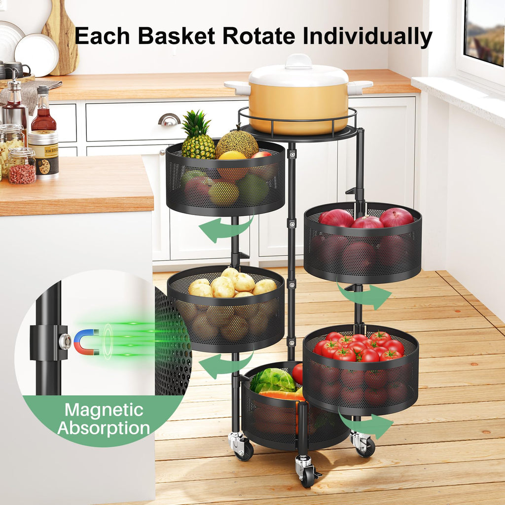 5 Tier Rotating Fruit Vegetable Basket Stand N157