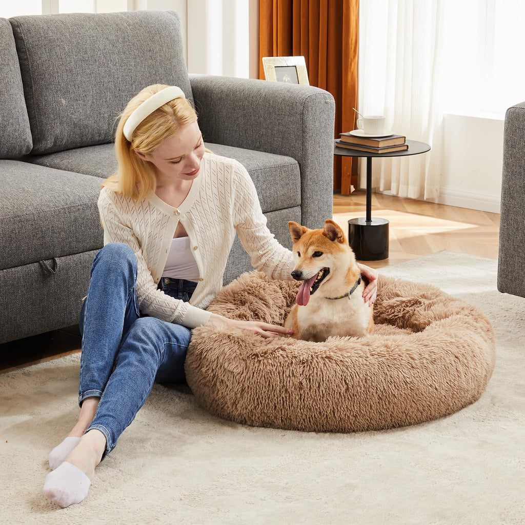 30.7 Inch Fluffy Faux Fur Plush Dog Bed M912