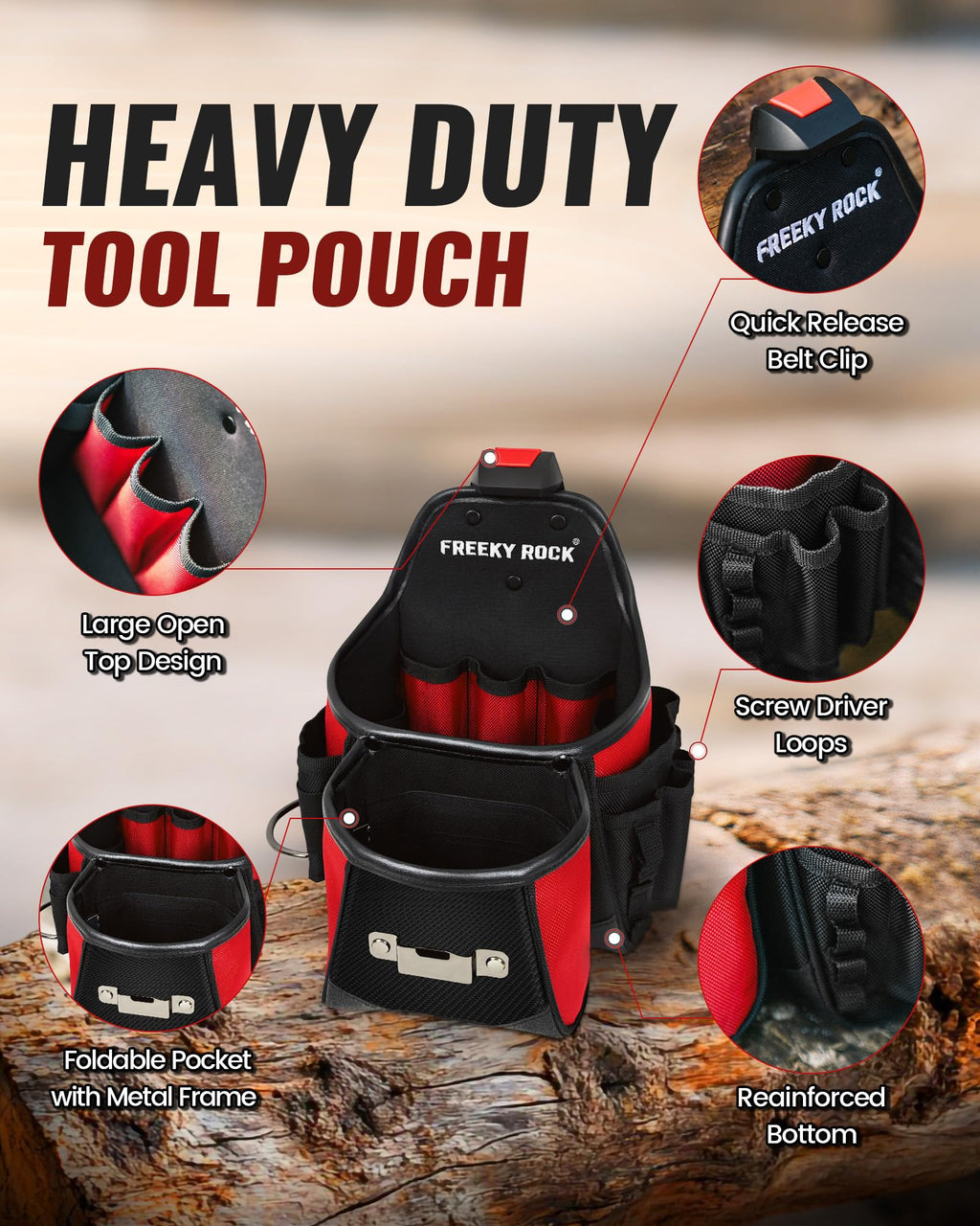 Heavy Duty Tool Belt with 2 Tool Pouches, Adjustable Work Belt N3236