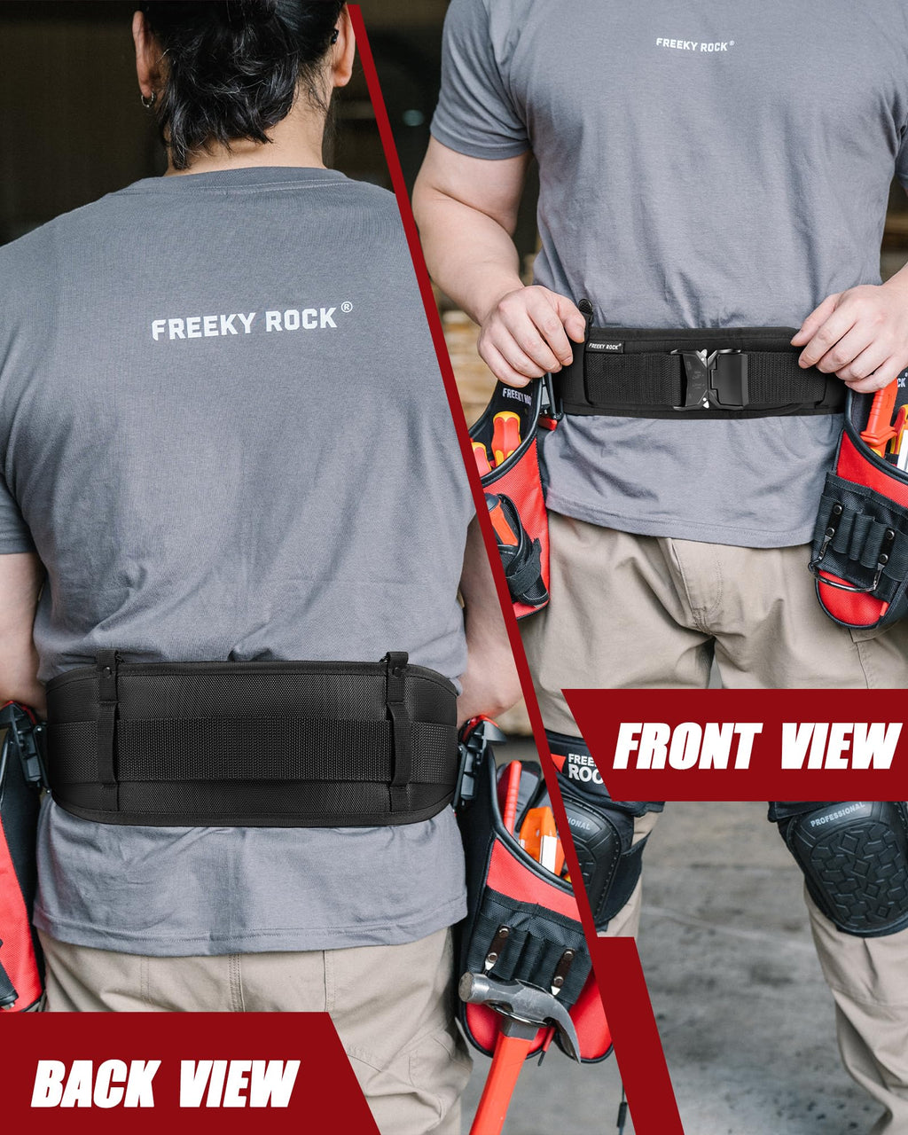 Heavy Duty Tool Belt with 2 Tool Pouches, Adjustable Work Belt N3236