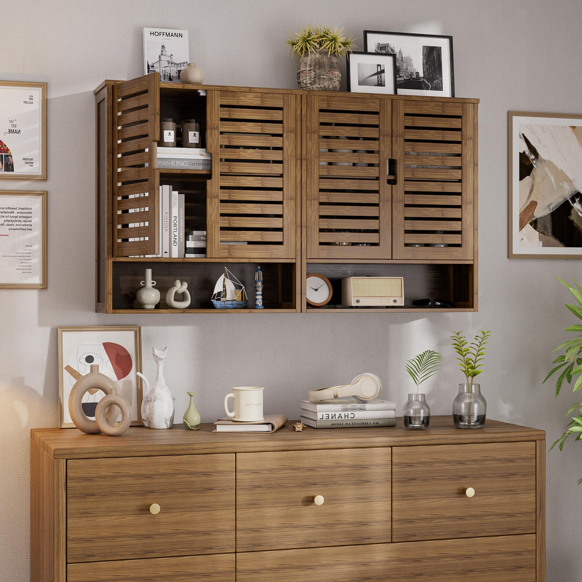 Bamboo Over-The-Toilet Storage Cabinet with 2 Door I4069