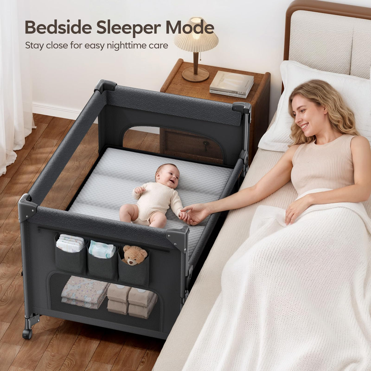 5-in-1 Baby Bassinet Bedside Crib with Changing Table D94058