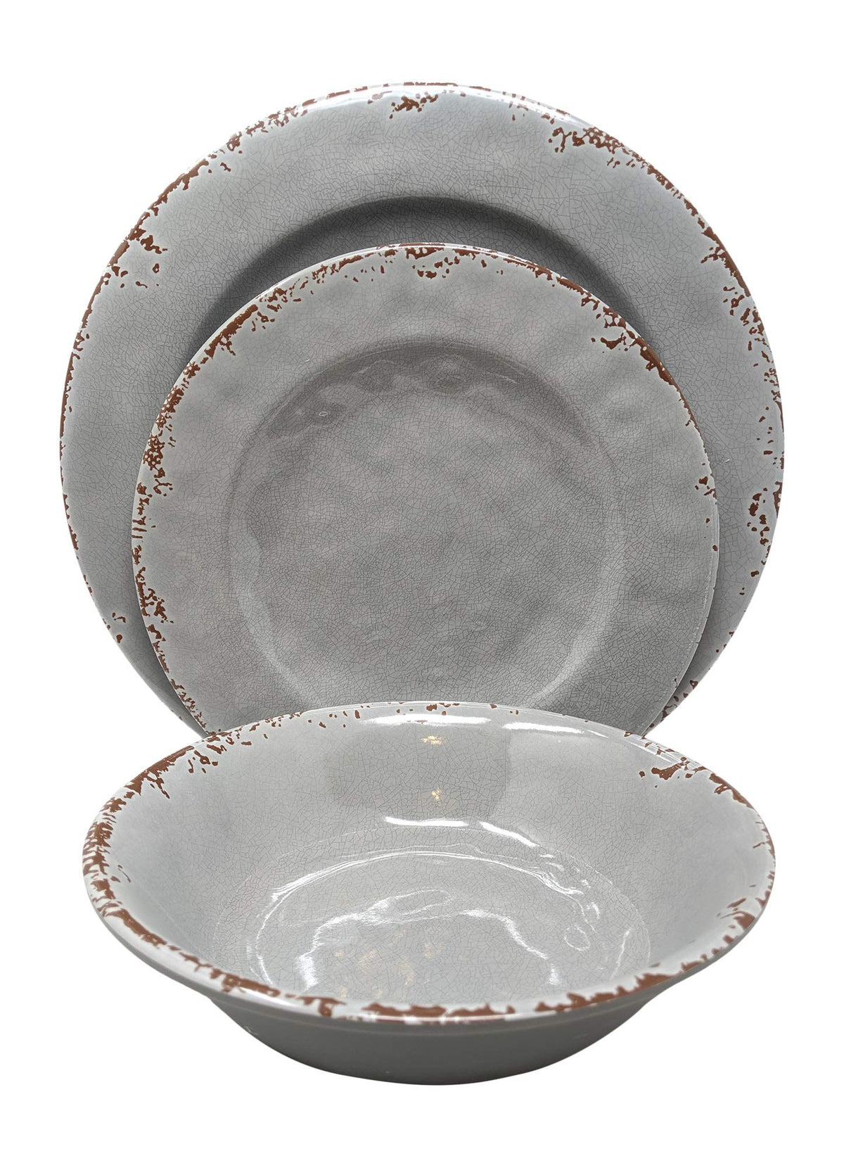 12 Piece Rustic Farmhouse Melamine Dinnerware Set P195842