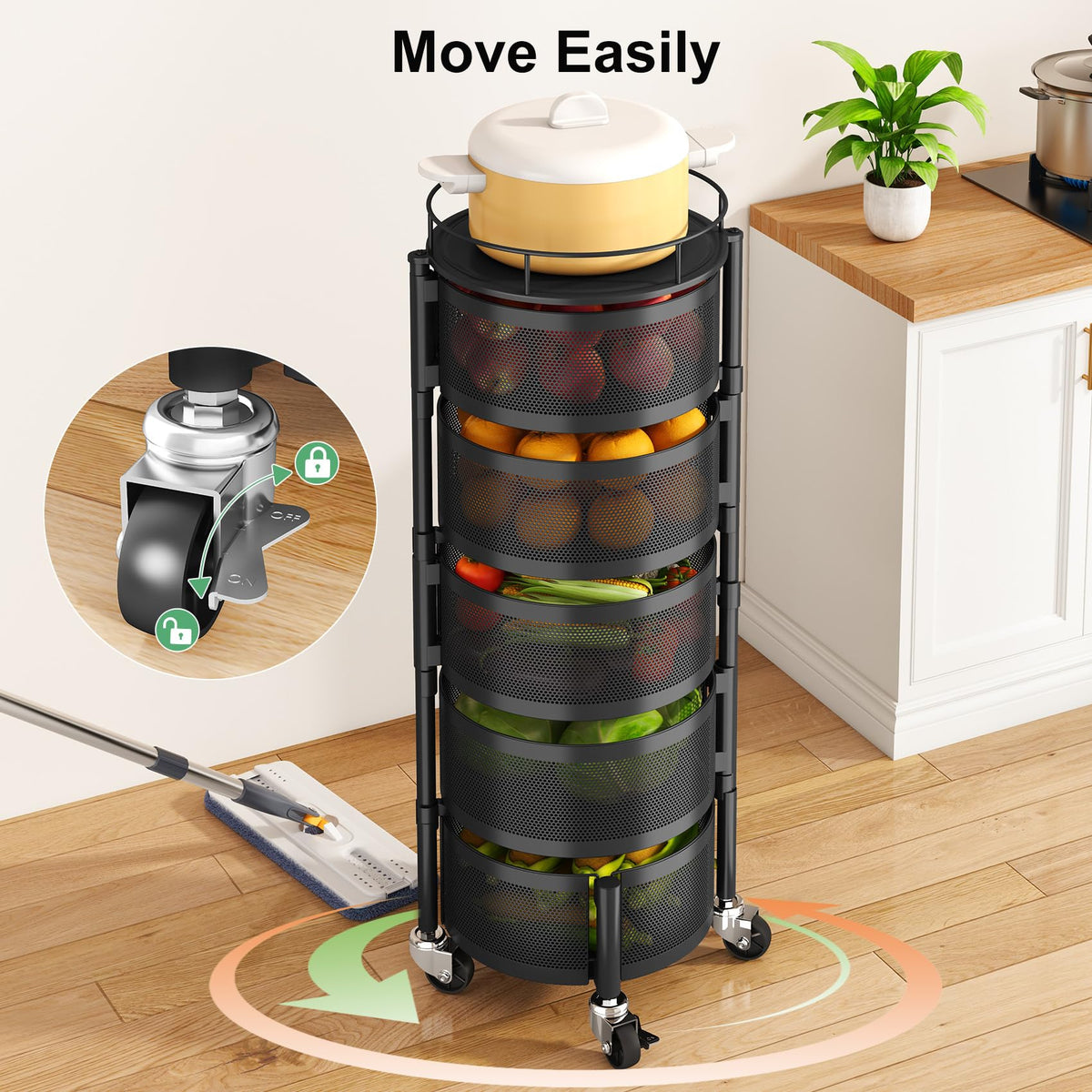 5 Tier Rotating Fruit Vegetable Basket Stand N157