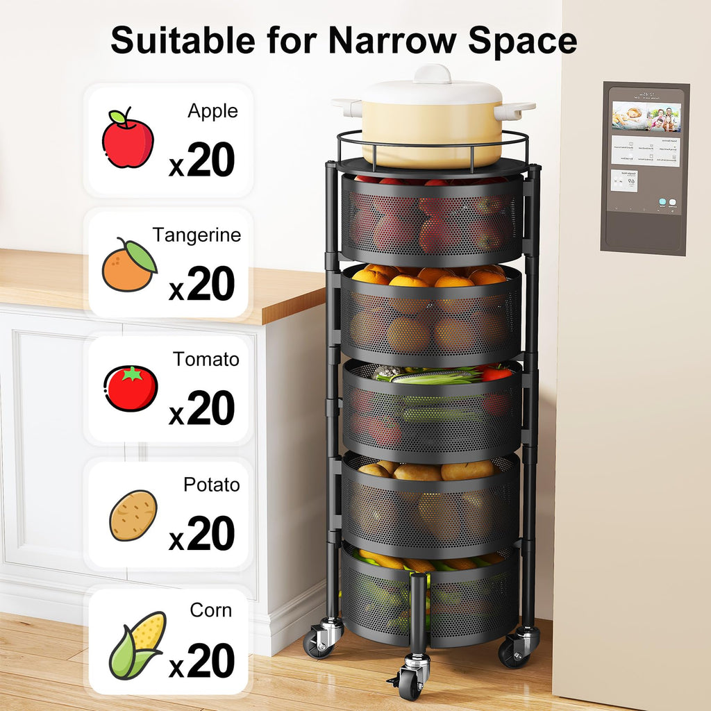 5 Tier Rotating Fruit Vegetable Basket Stand N157