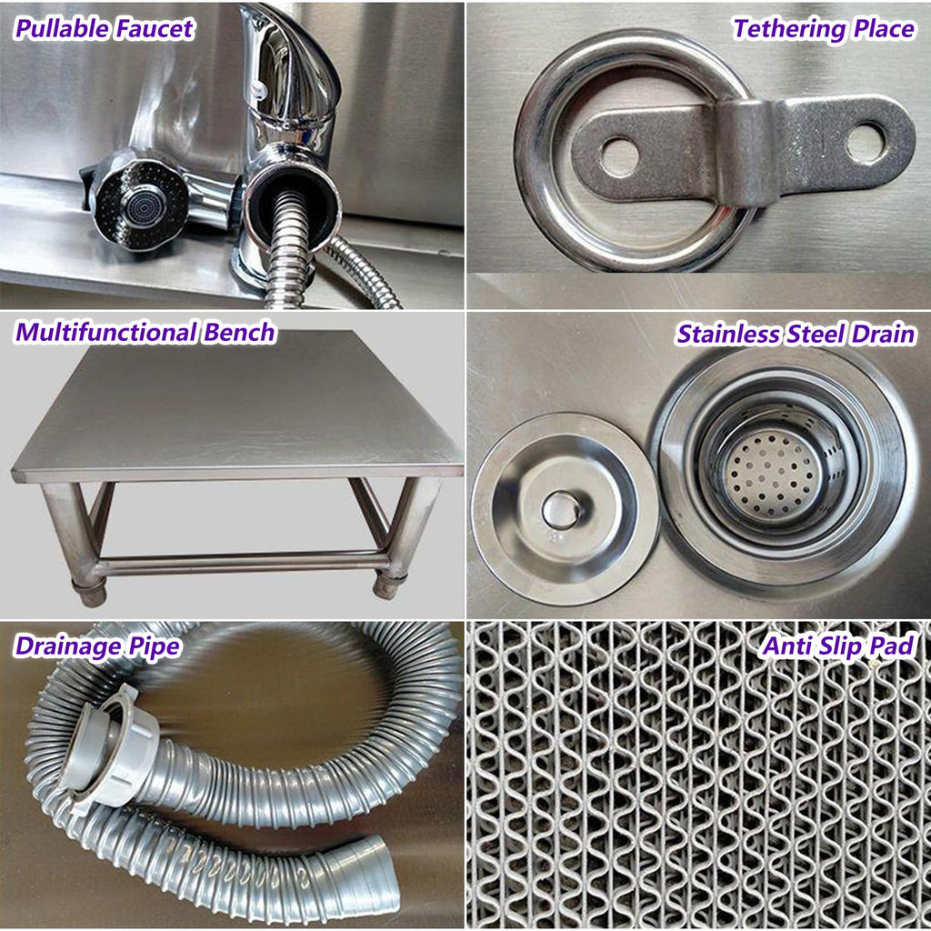 53'' Stainless Steel Pet Grooming Tub with Walk-in Stairs P293