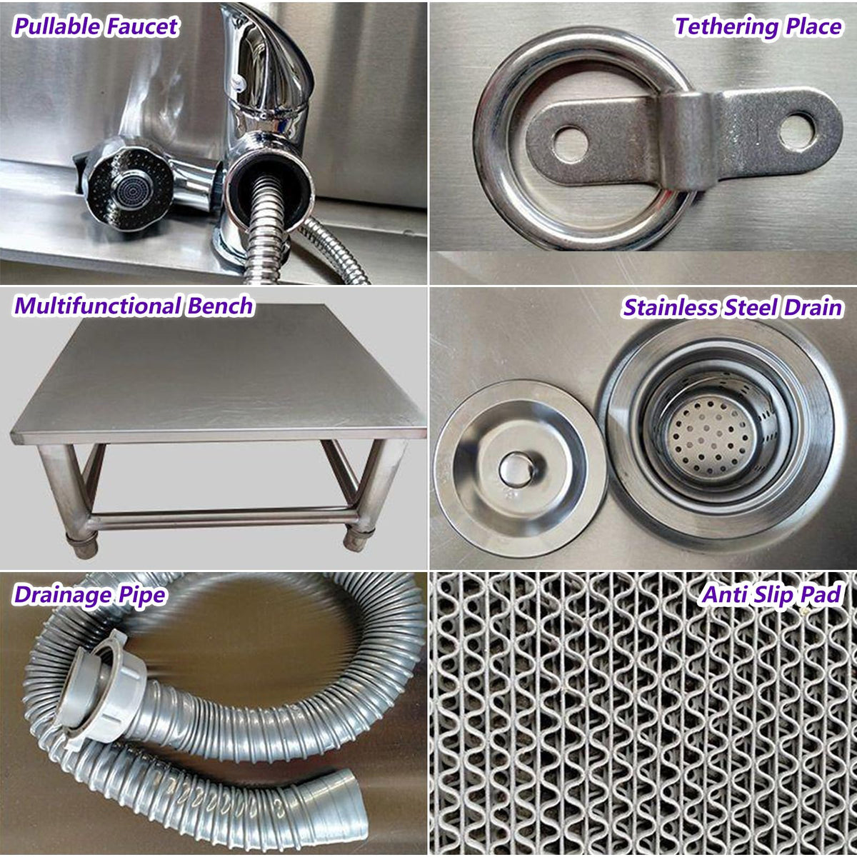 53'' Stainless Steel Pet Grooming Tub with Walk-in Stairs P293