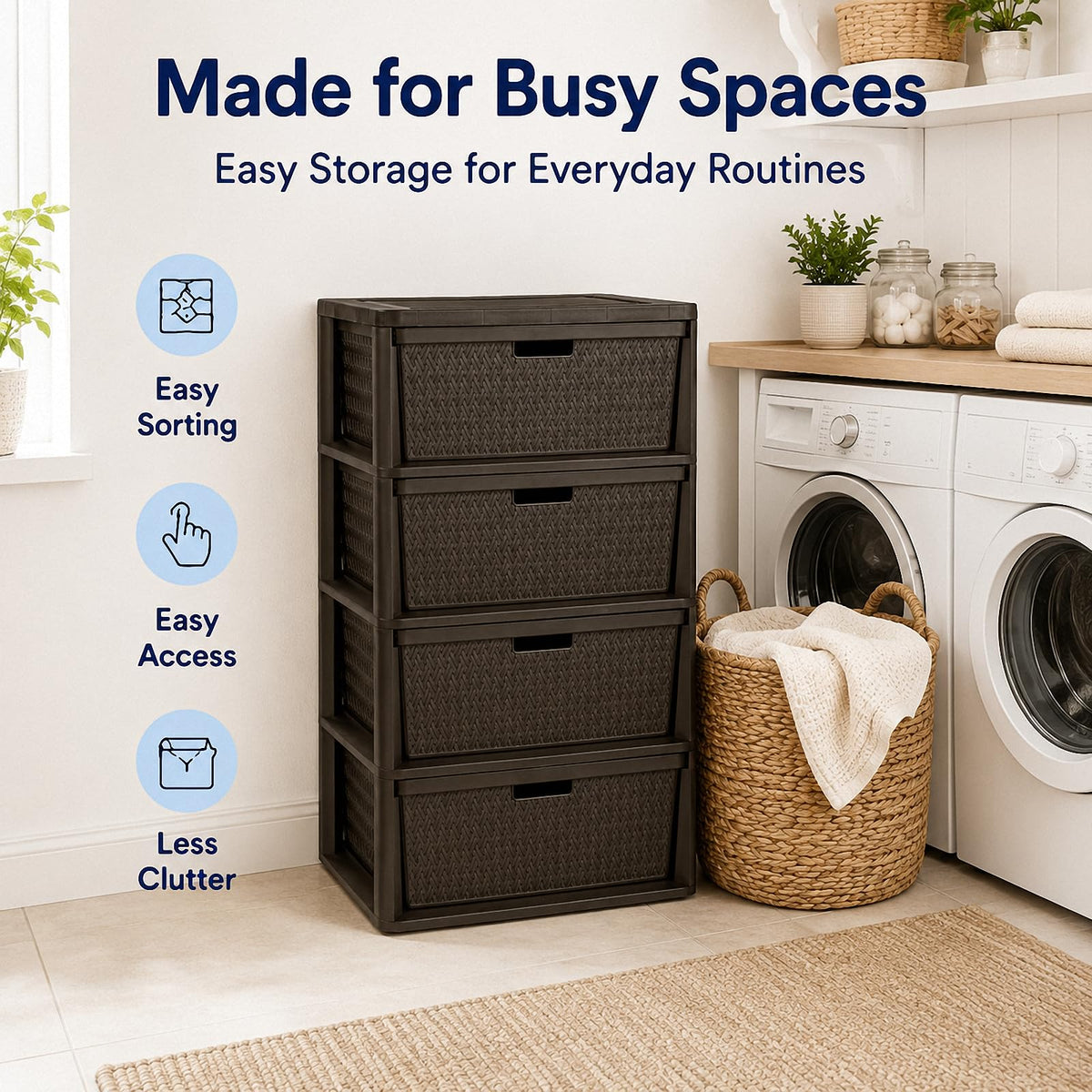 Brown 4-Drawer Plastic Storage Chest A6214
