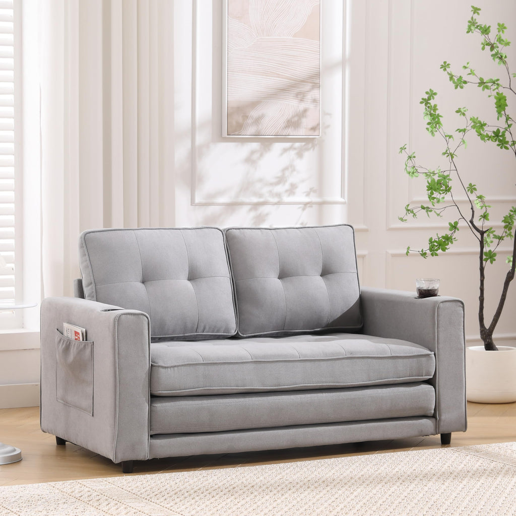 Light Gray Convertible Futon Sofa Bed K2850