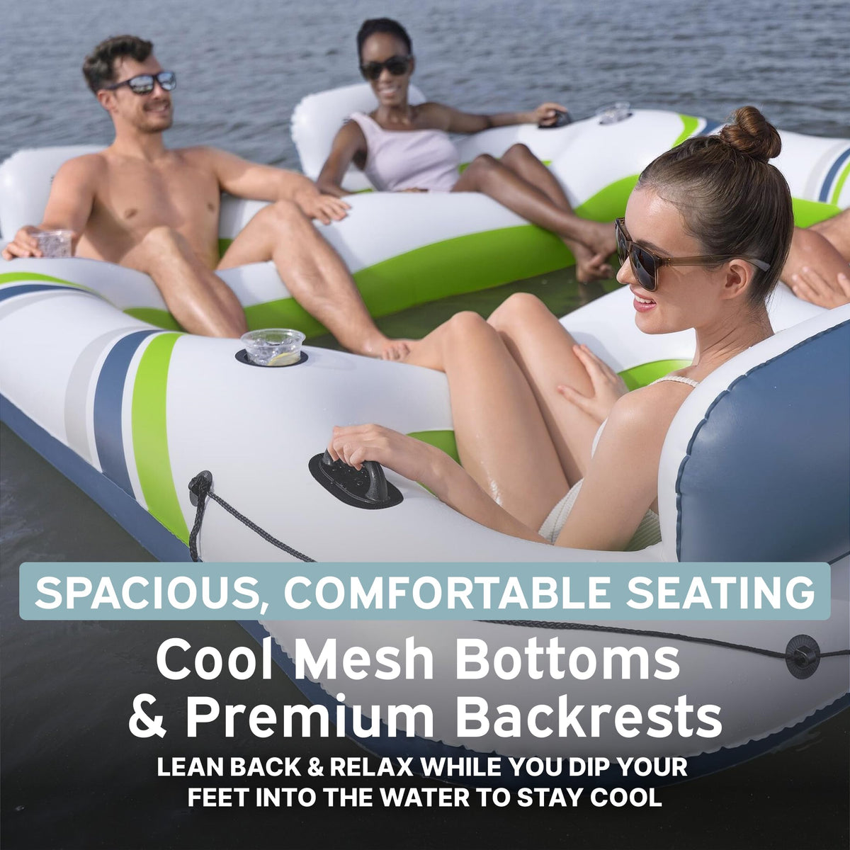 4 Person Inflatable Lounger with Cup Holders Y6611