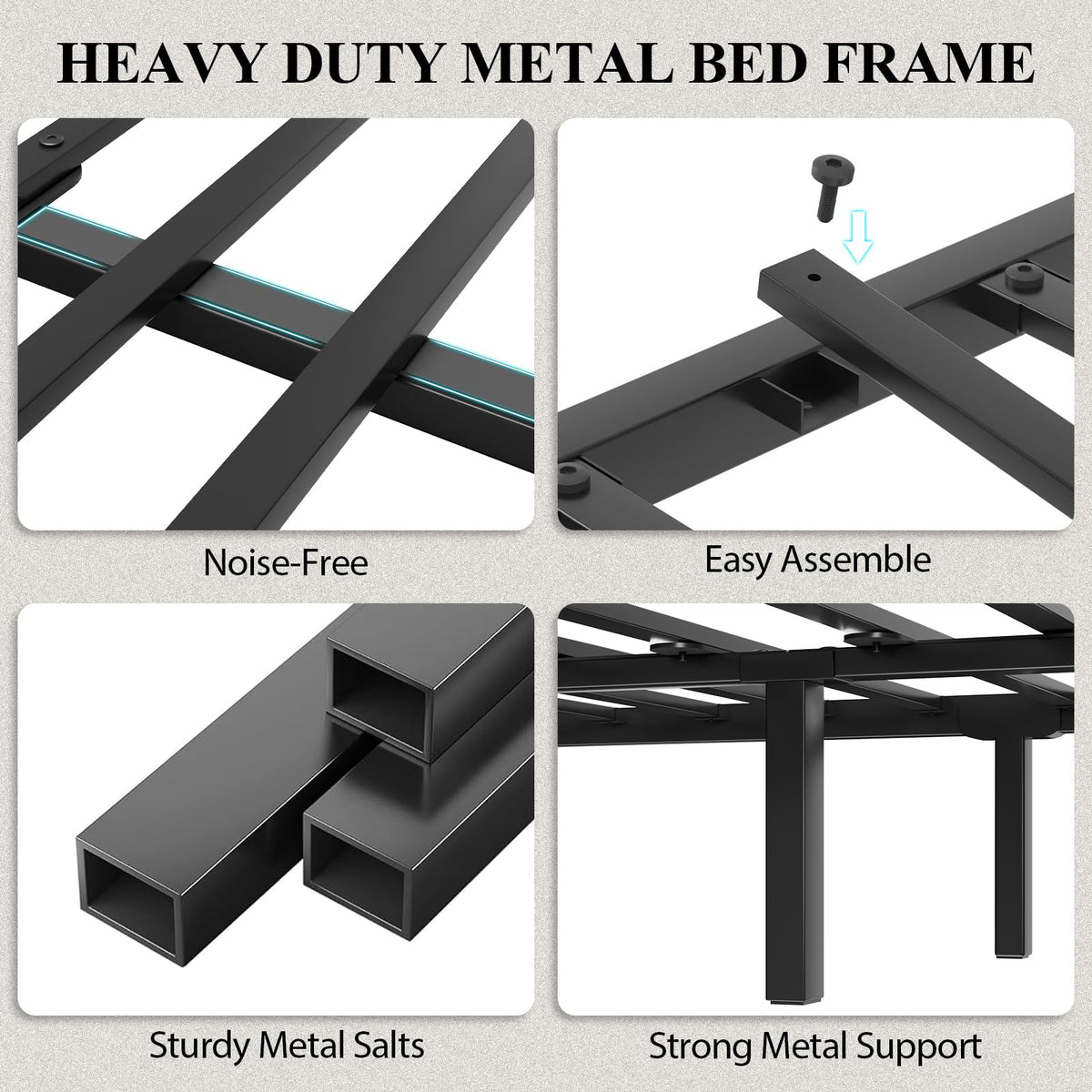 Full Size Bed Frame with Storage Headboard and LED Lights A317