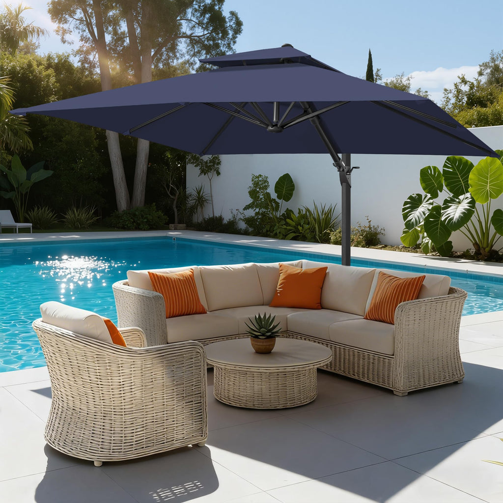 10x10 FT Square Navy Blue Cantilever Patio Umbrella O53176