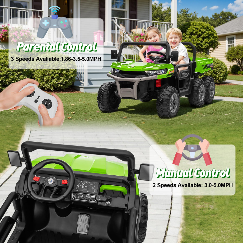 24V 2 Seater 4WD 6-Wheels Battery Powered Ride On Dump Truck K761
