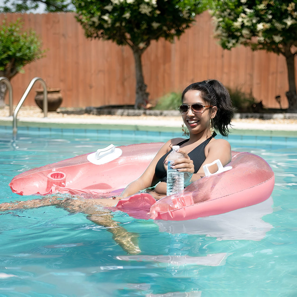 Inflatable Pool Chair Float 2 Pack with Drink & Phone Holder F3154