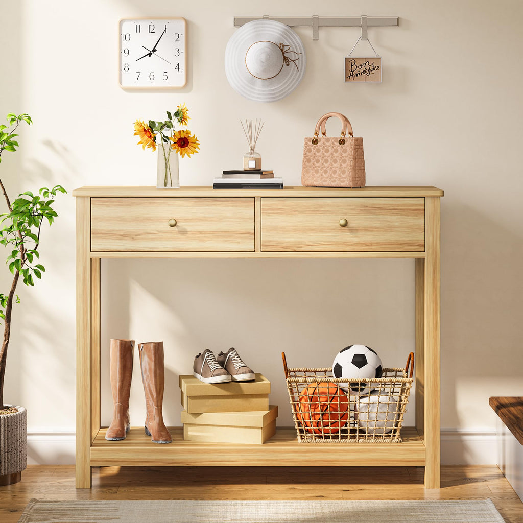 2 Drawer Oak Console Table J5074