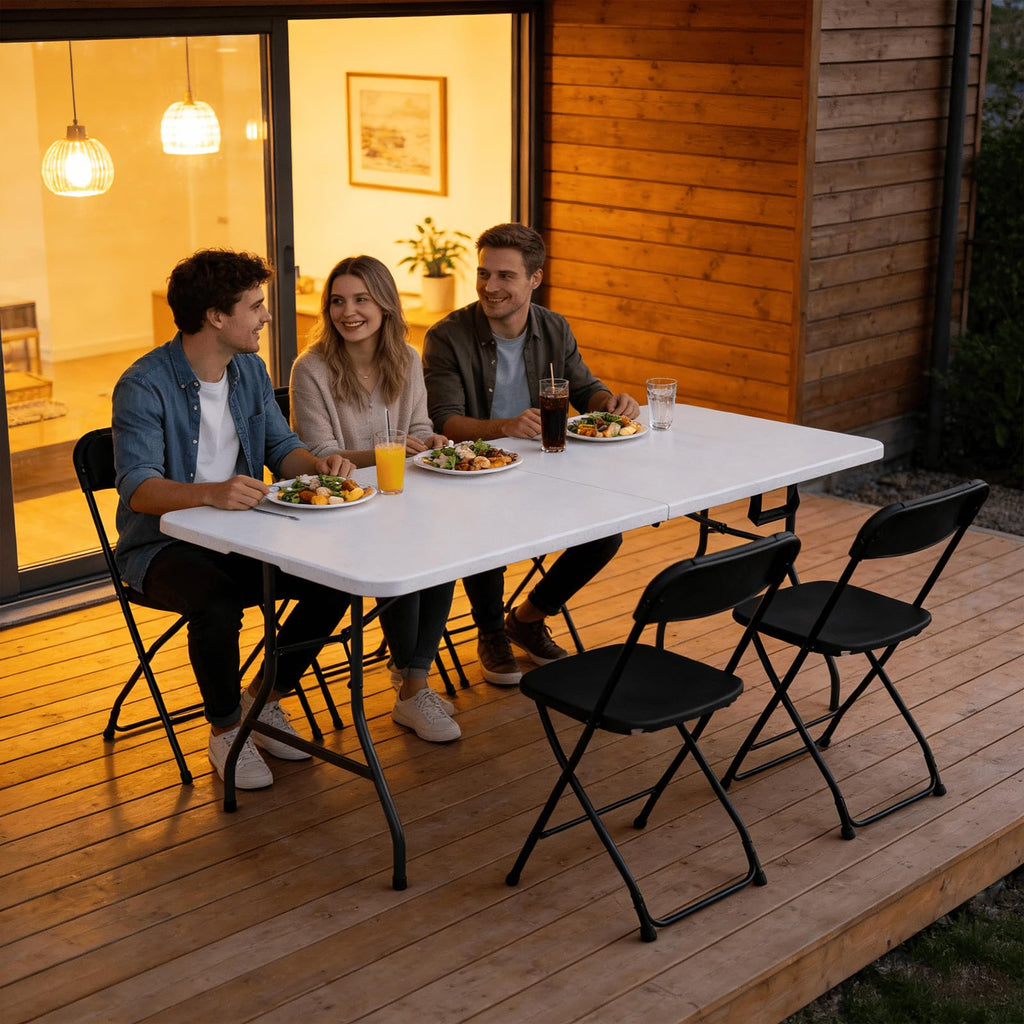 6FT White Folding Table with Steel Legs T780
