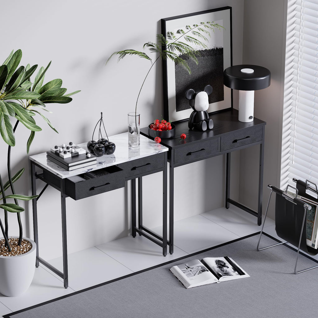 32 Inch Small Computer Desk with 2 Drawers Black Q481