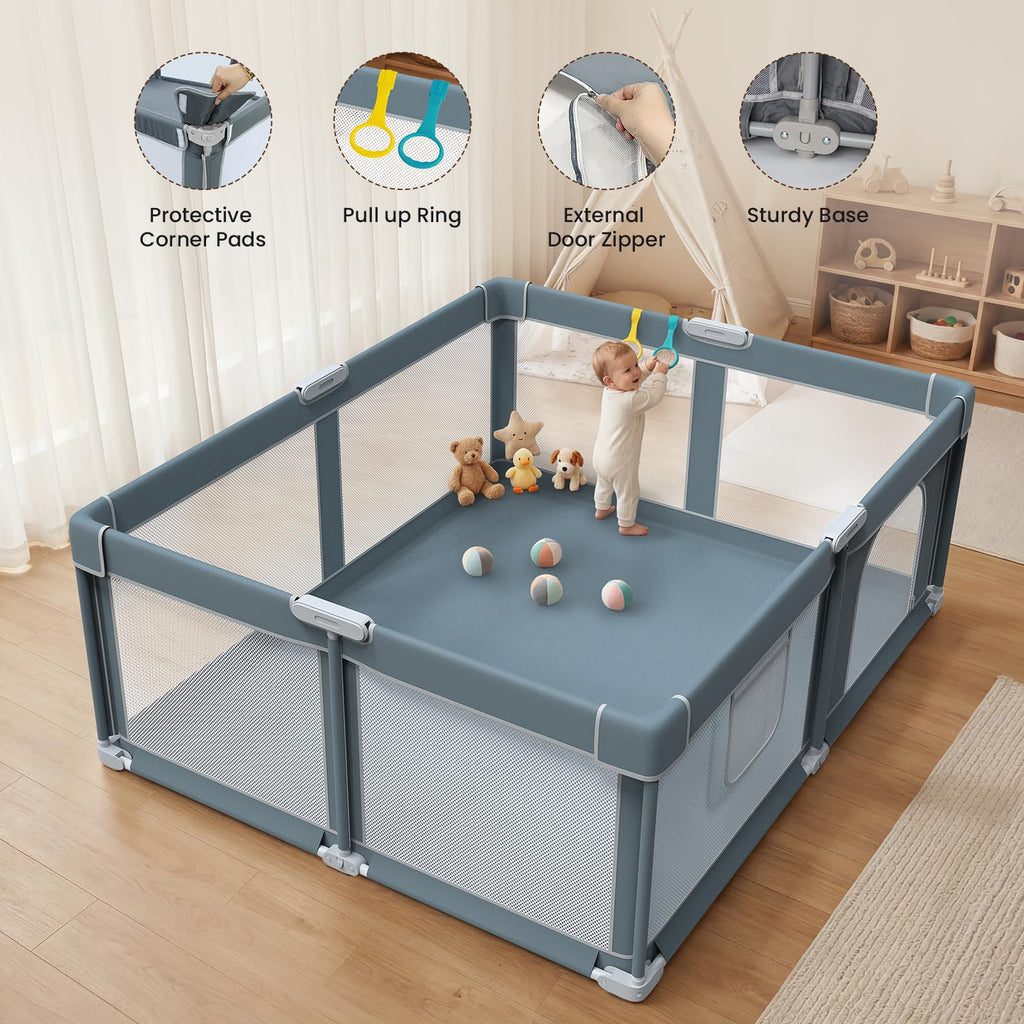 Foldable Baby Playpen 71x59 Inch R472527