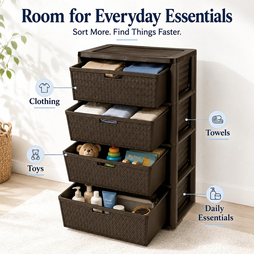 Brown 4-Drawer Plastic Storage Chest A6214