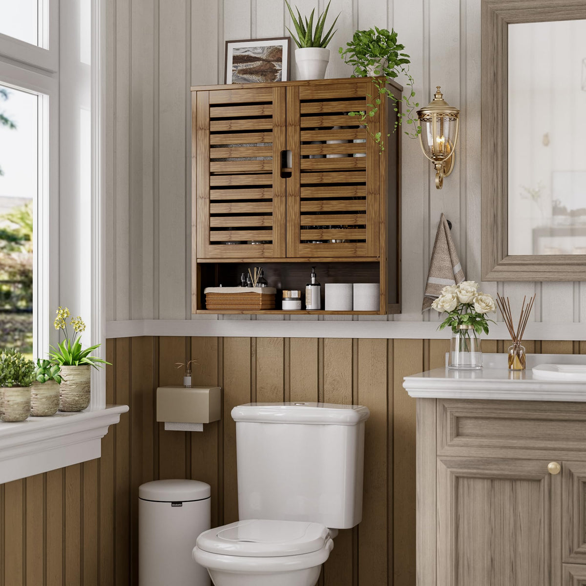 Bamboo Over-The-Toilet Storage Cabinet with 2 Door I4069