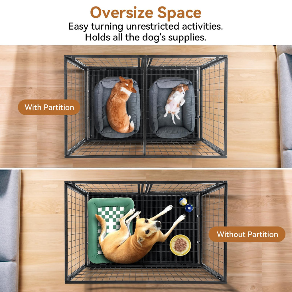 48 inch Large Wire Dog Crate with Lockable Wheels C7709