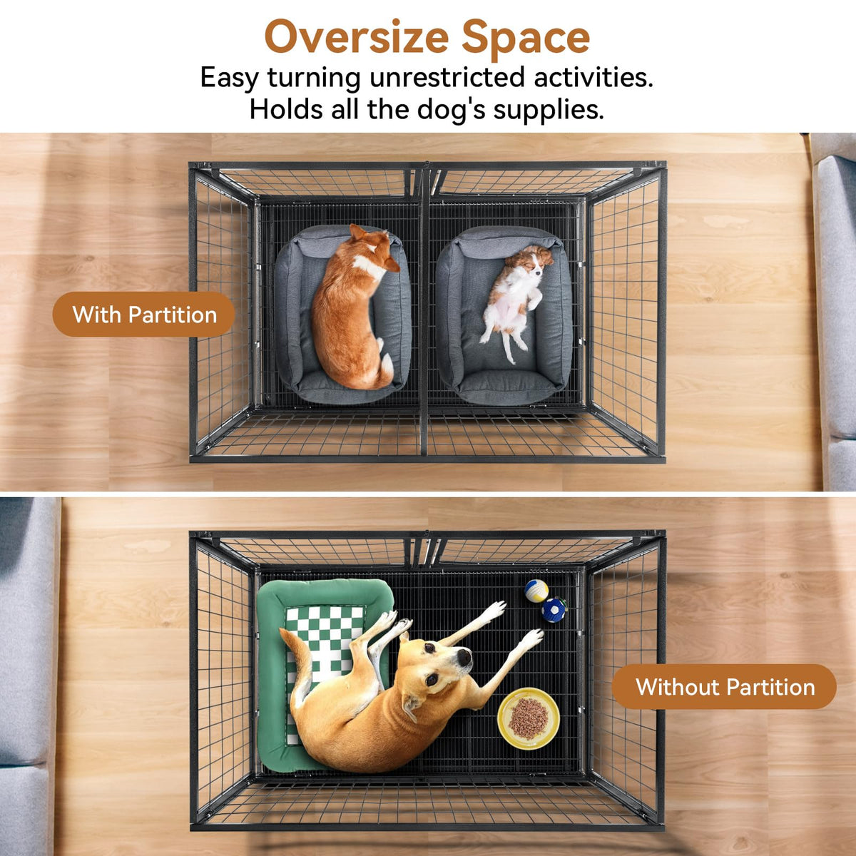 48 inch Large Wire Dog Crate with Lockable Wheels C7709