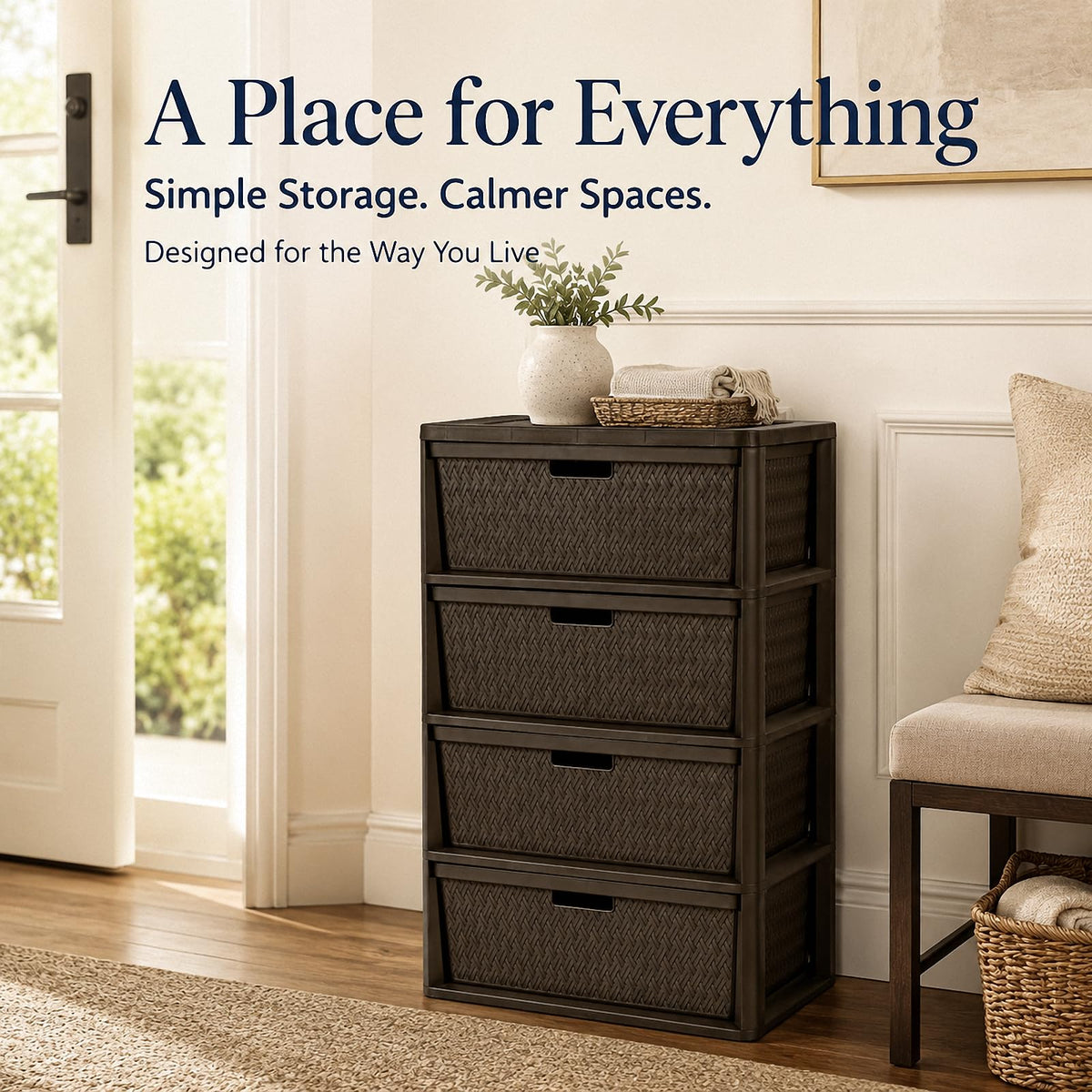 Brown 4-Drawer Plastic Storage Chest A6214