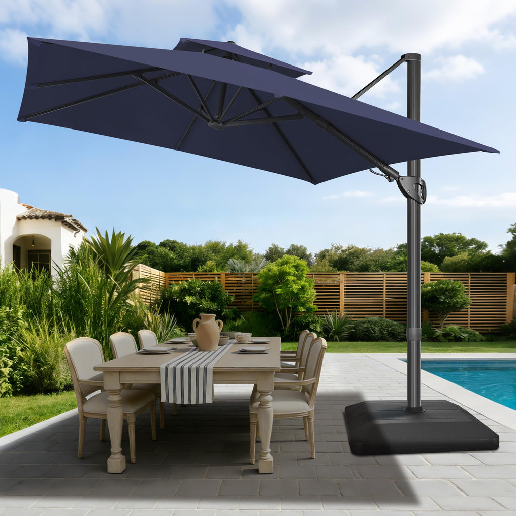 10x10 FT Square Navy Blue Cantilever Patio Umbrella O53176