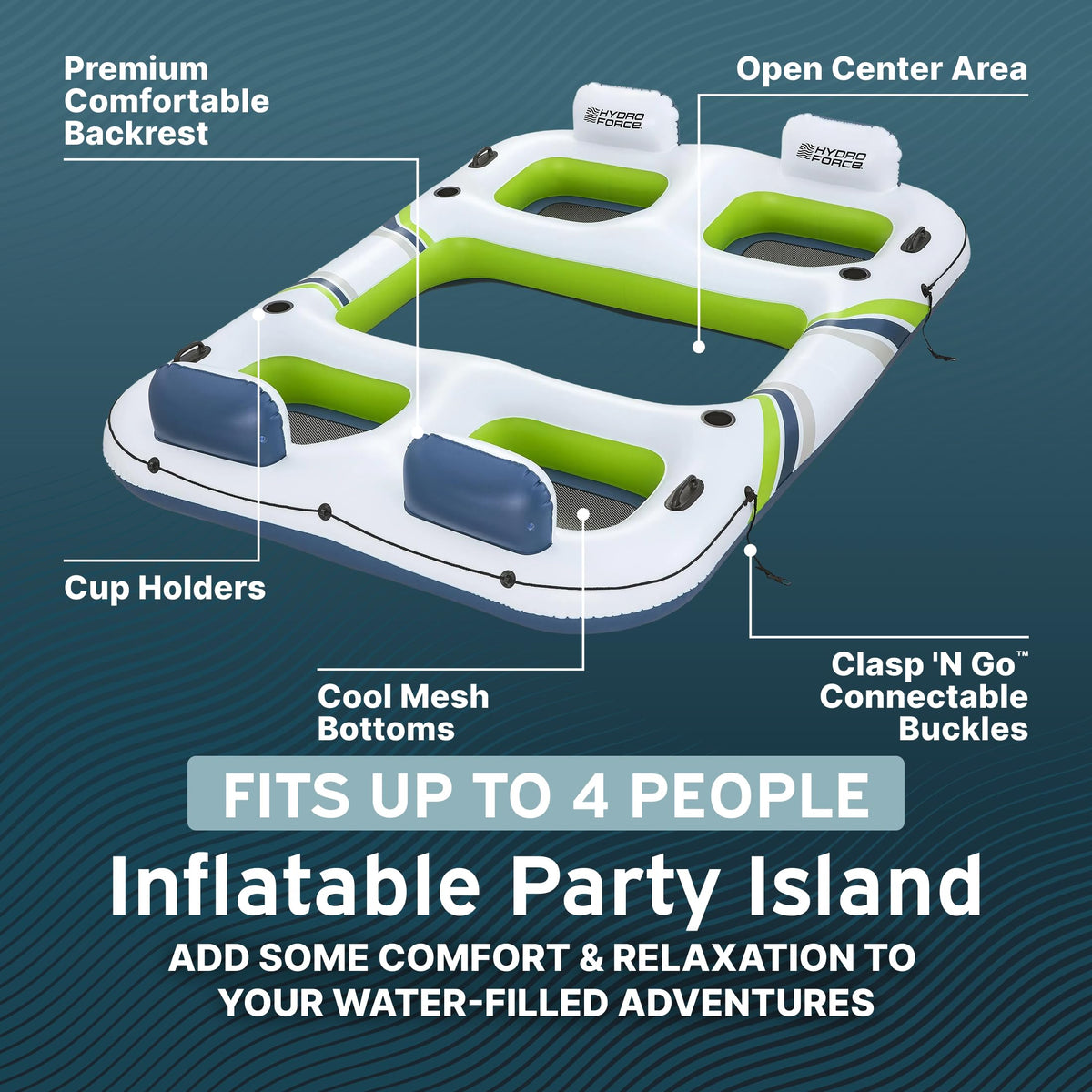 4 Person Inflatable Lounger with Cup Holders Y6611