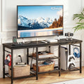 Black TV Stand with Outlets F689641