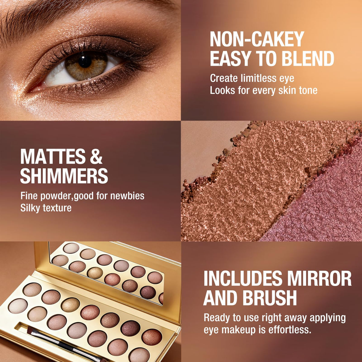 Baked Eyeshadow Palette, Matte & Shimmer L453952