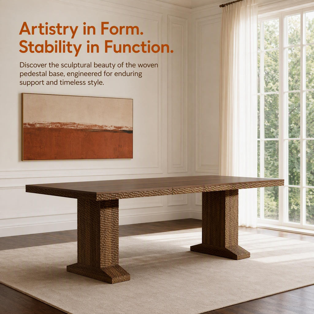 63-94.5 Inch Extendable Dining Table Set with 8 Brown Chairs X29236