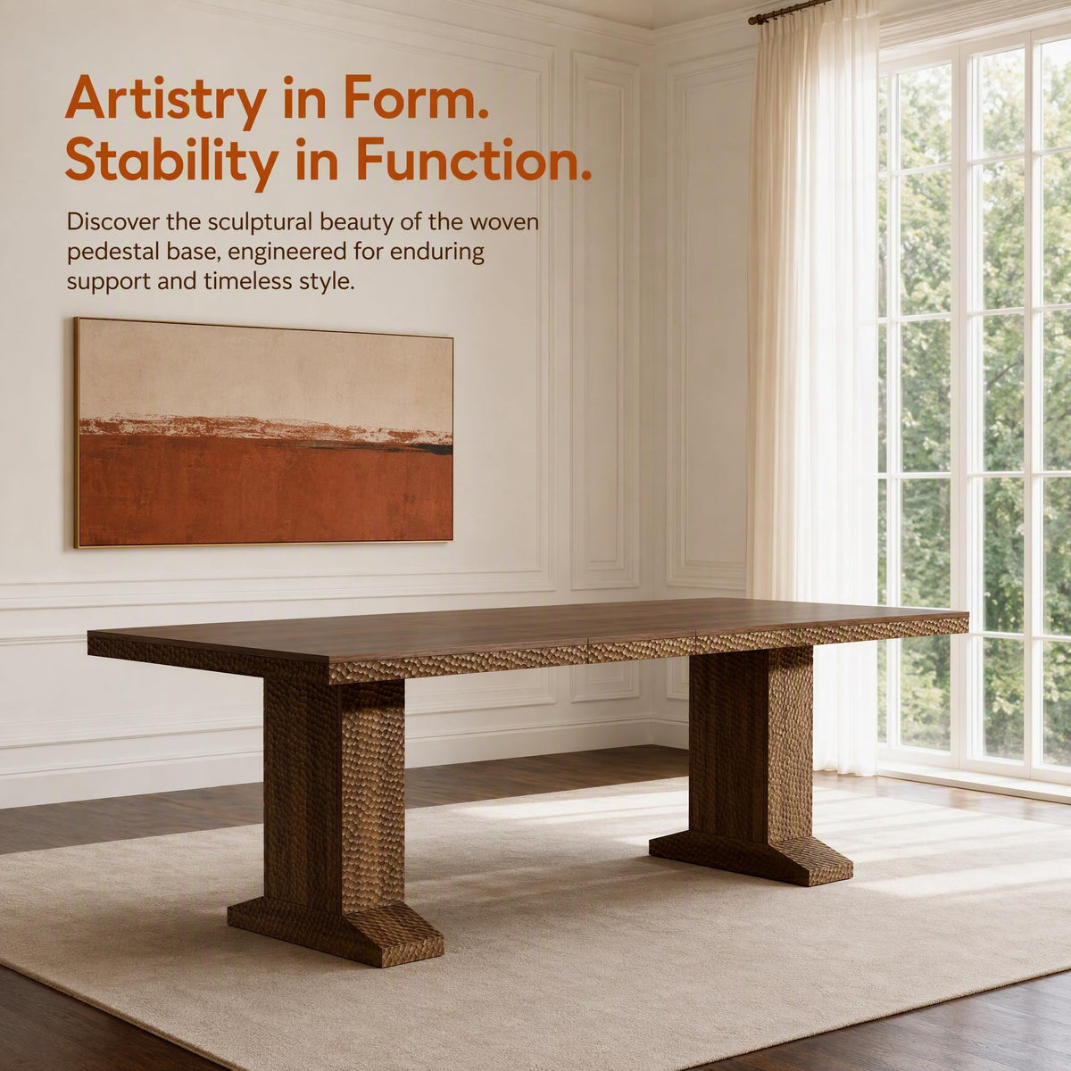 63-94.5 Inch Extendable Dining Table Set with 8 Brown Chairs X29236