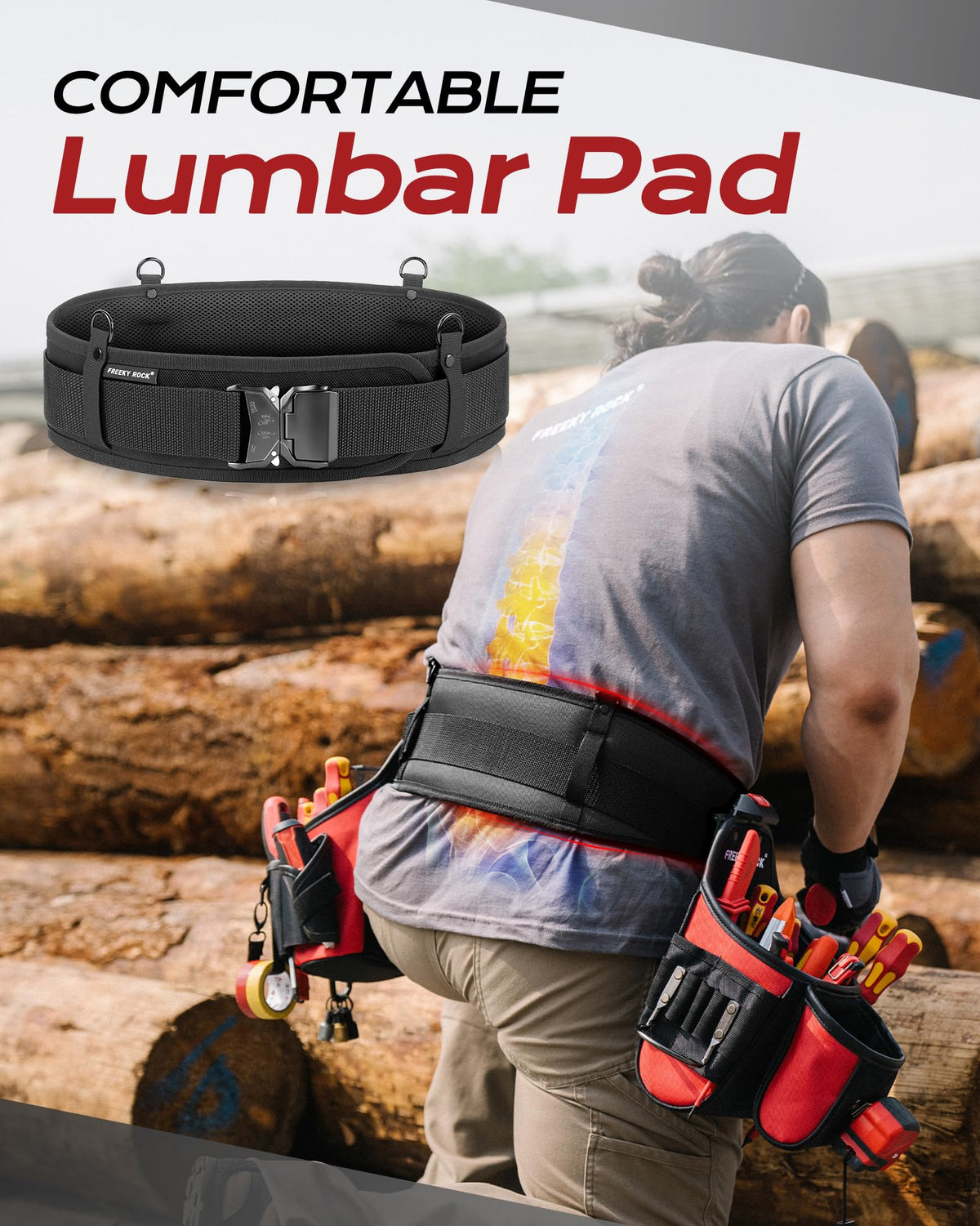 Heavy Duty Tool Belt with 2 Tool Pouches, Adjustable Work Belt N3236