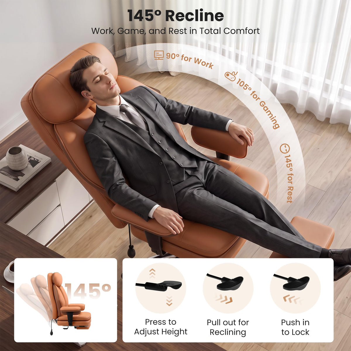 Big and Tall Office Chair with Inflatable Lumbar Support T714429