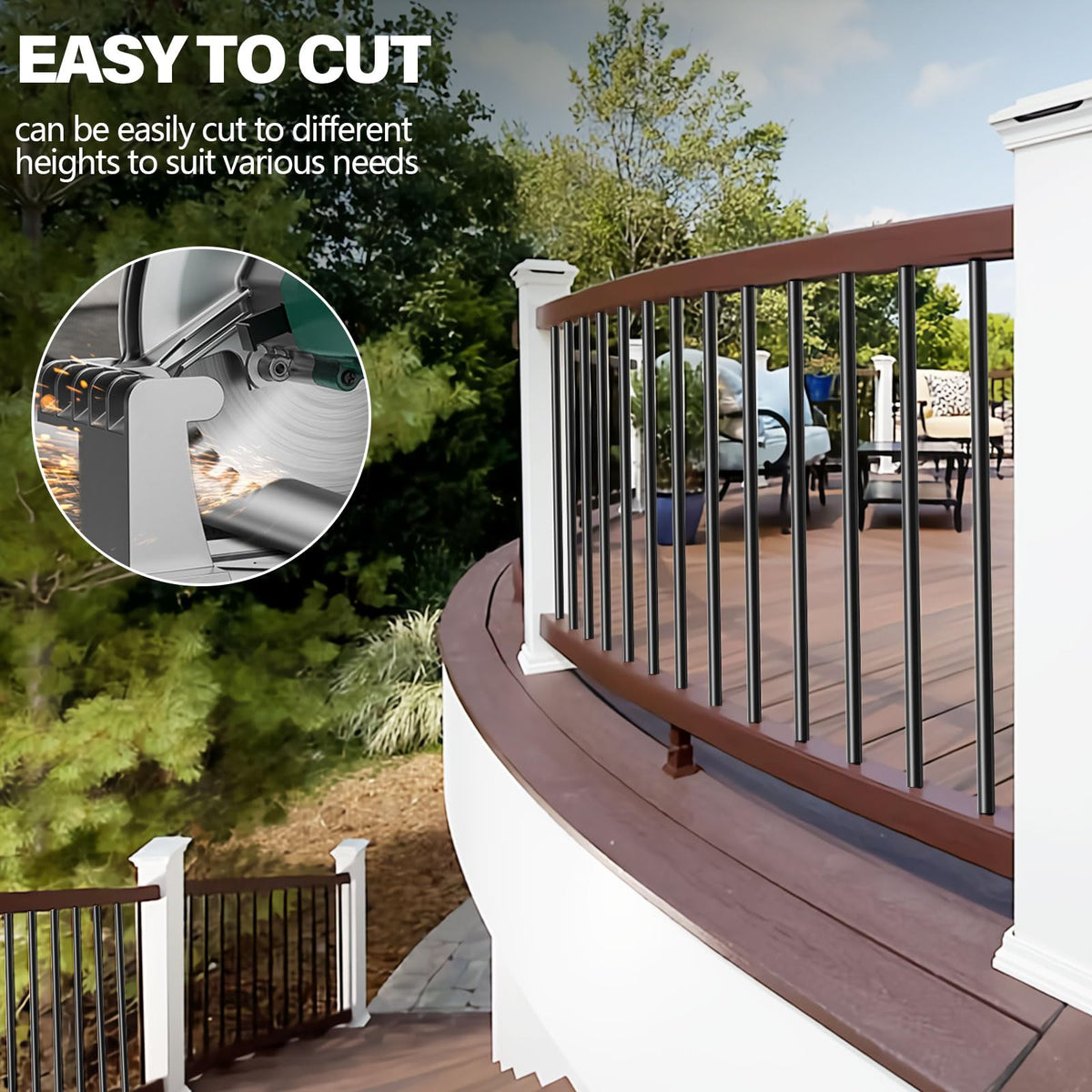 51 Pack 36" Black Aluminum Deck Balusters H699084