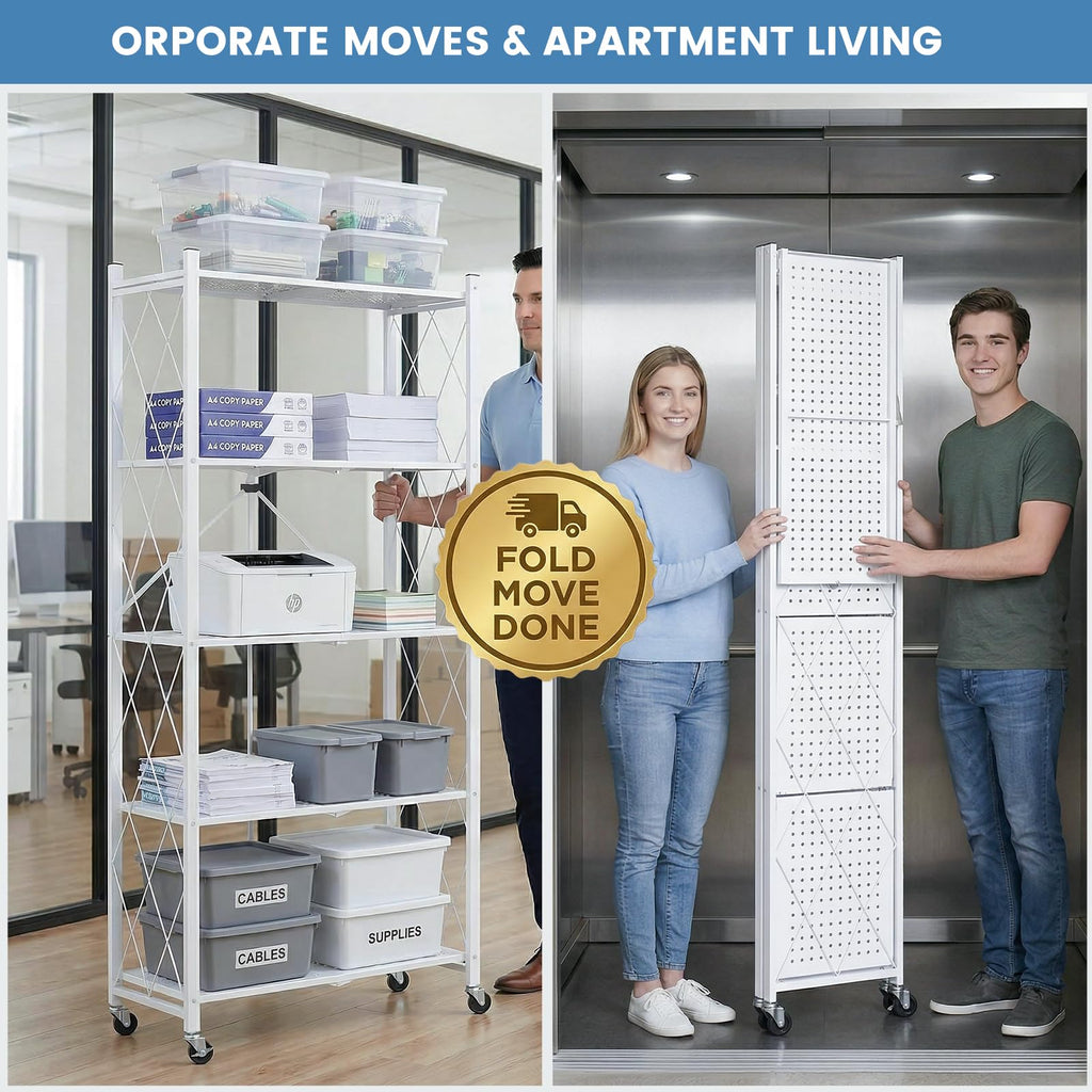 70.7" H 5 Tier Metal Storage Shelves on Wheels B112929