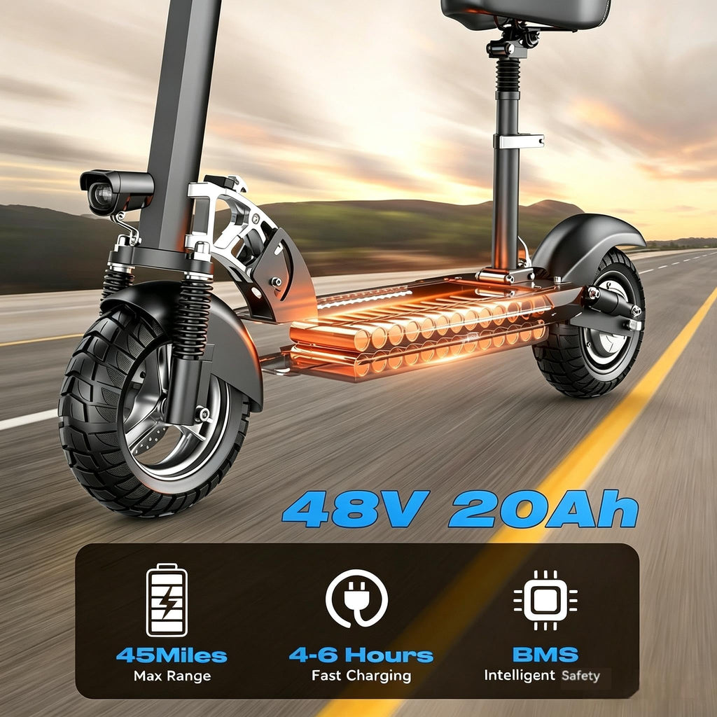 800W 45 Mile Range 25 Mph Foldable Electric Scooter with Seat A9975