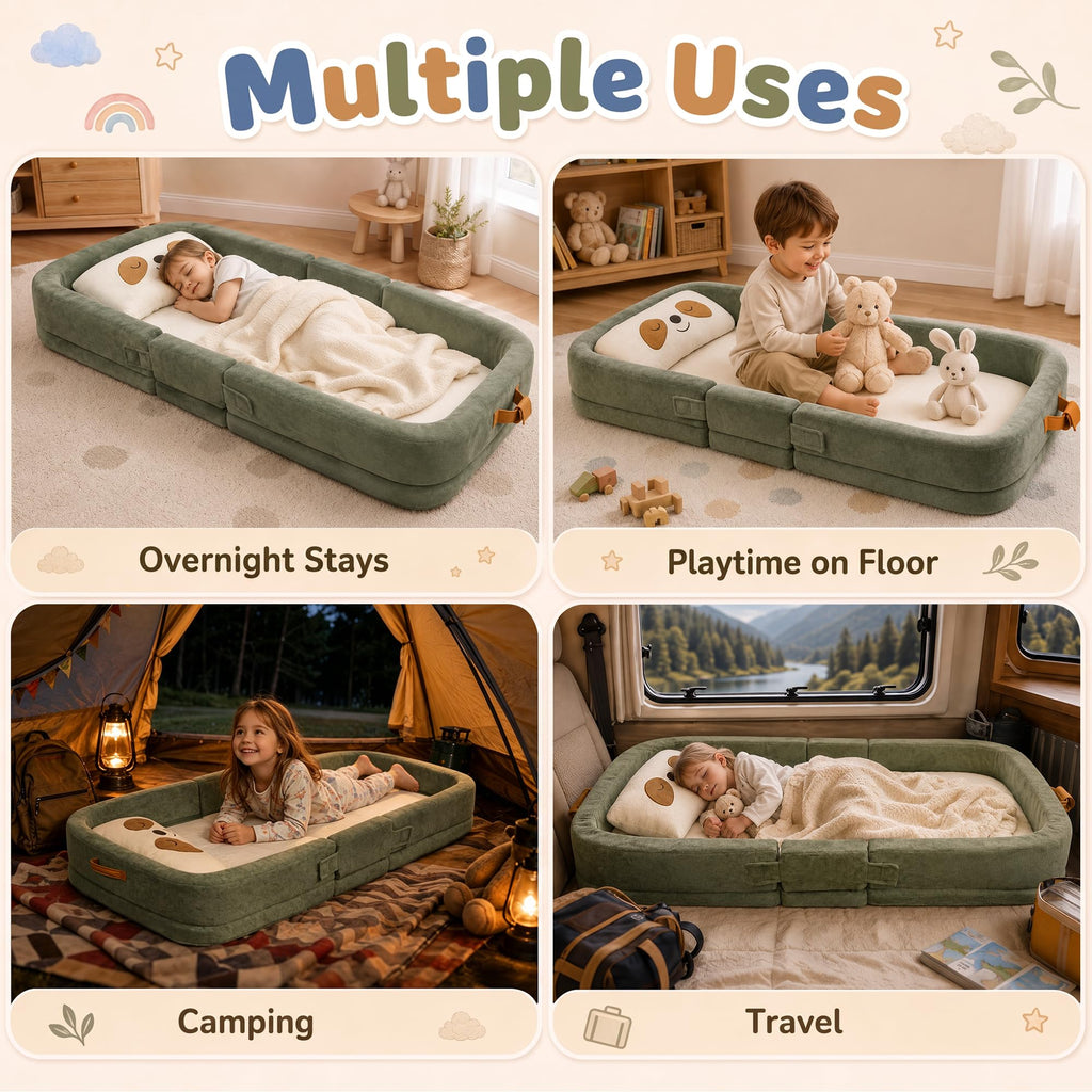 Foldable Portable Toddler Travel Bed with Pillow V63972