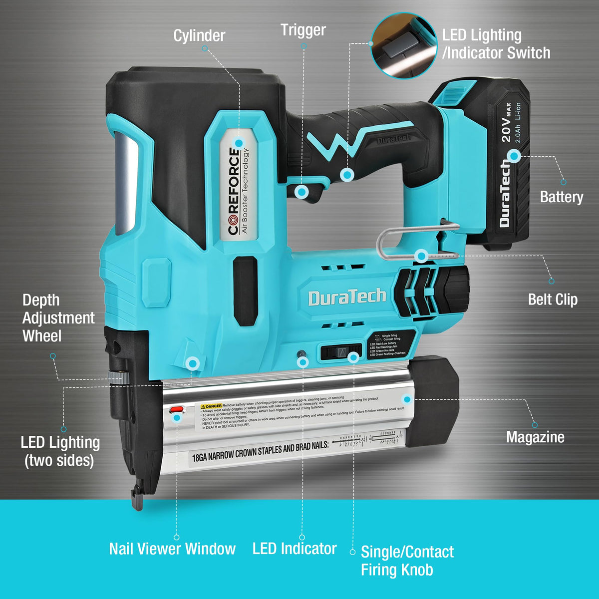 20V Cordless 18 Gauge 2-in-1 Nail Staple Gun W335491