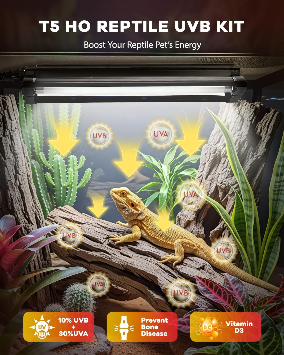 8W T5 UVB Reptile Light Fixture Combo Kit K3071