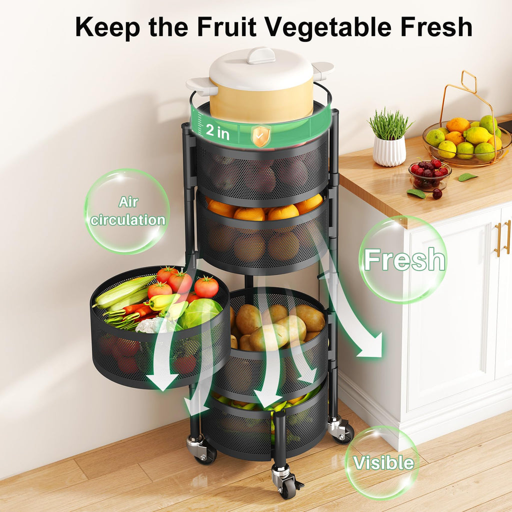 5 Tier Rotating Fruit Vegetable Basket Stand N157