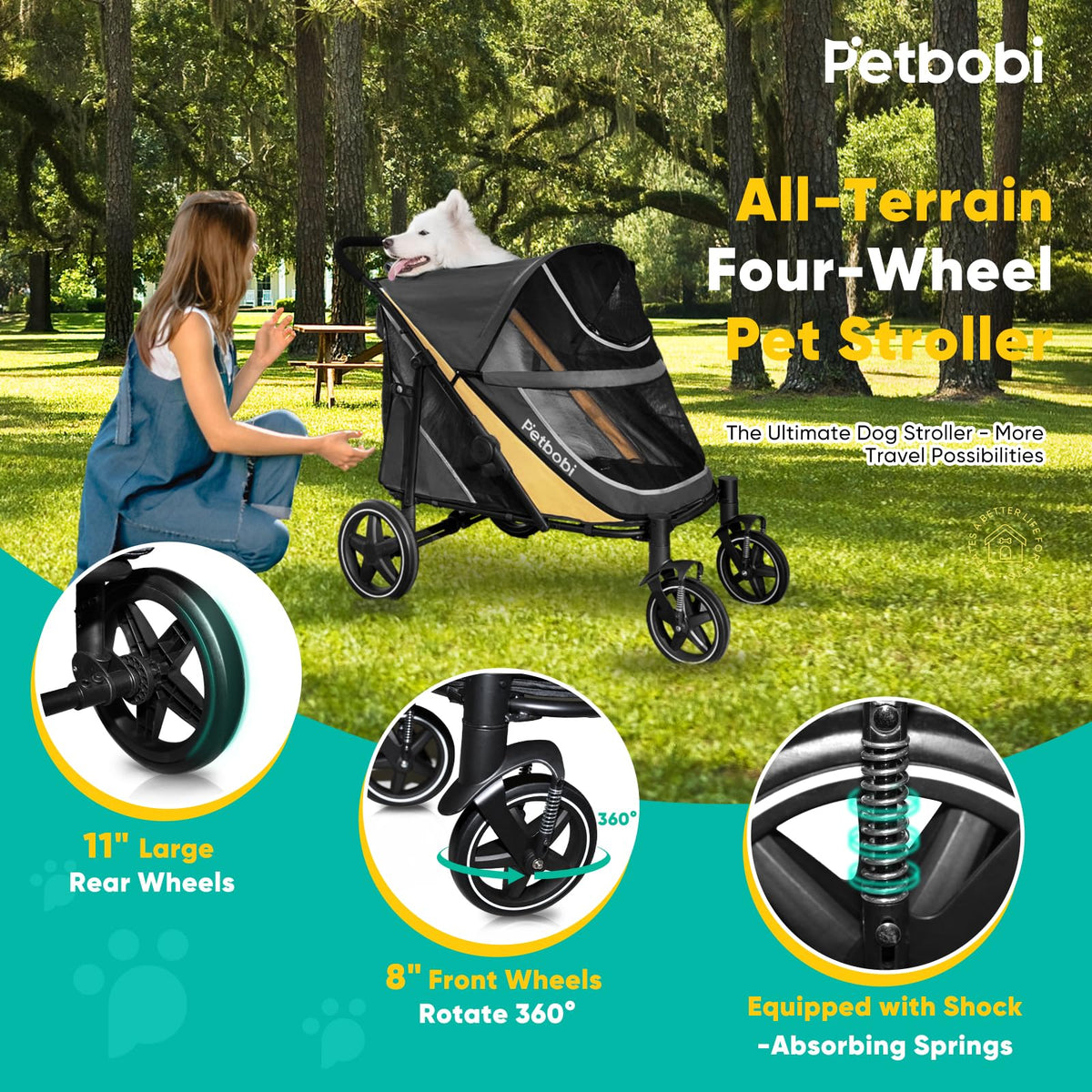Dog Stroller for Large Medium Dogs up to 80 lbs F1333