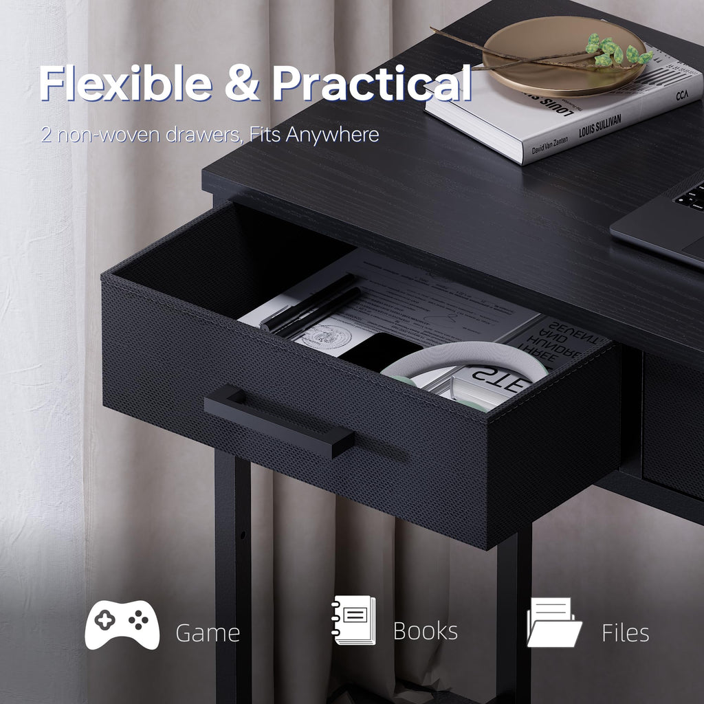 32 Inch Small Computer Desk with 2 Drawers Black Q481