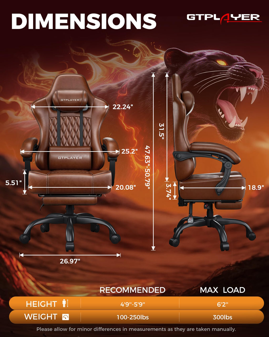 Big and Tall Gaming Chair with Footrest O357316