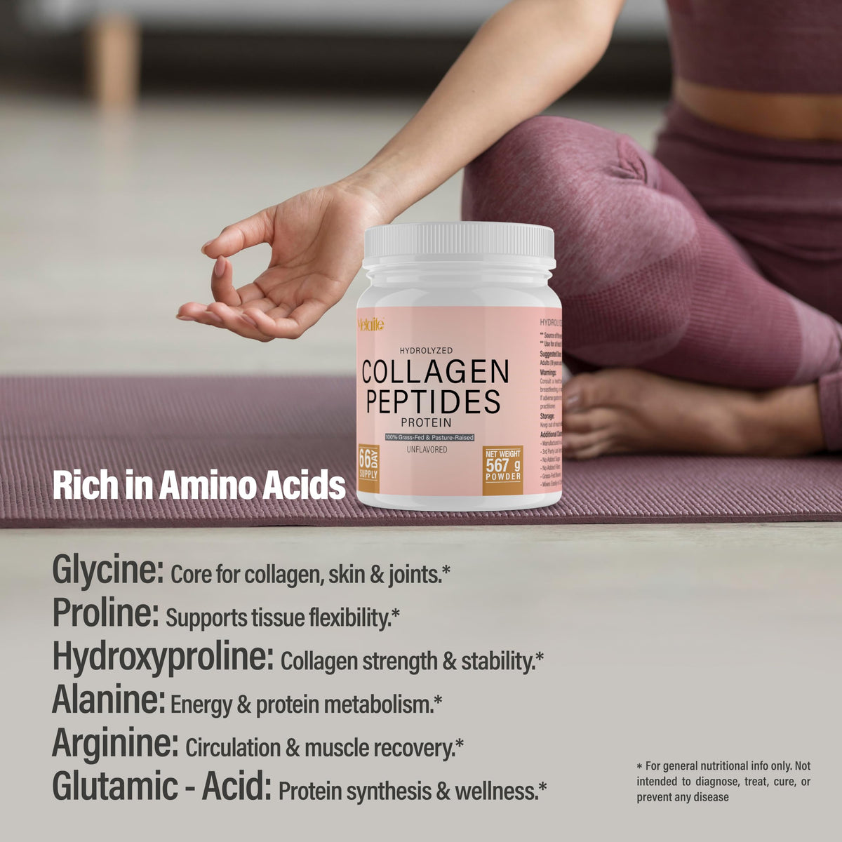 Hydrolyzed Collagen Peptides Powder 20 Oz Unflavored Y6390