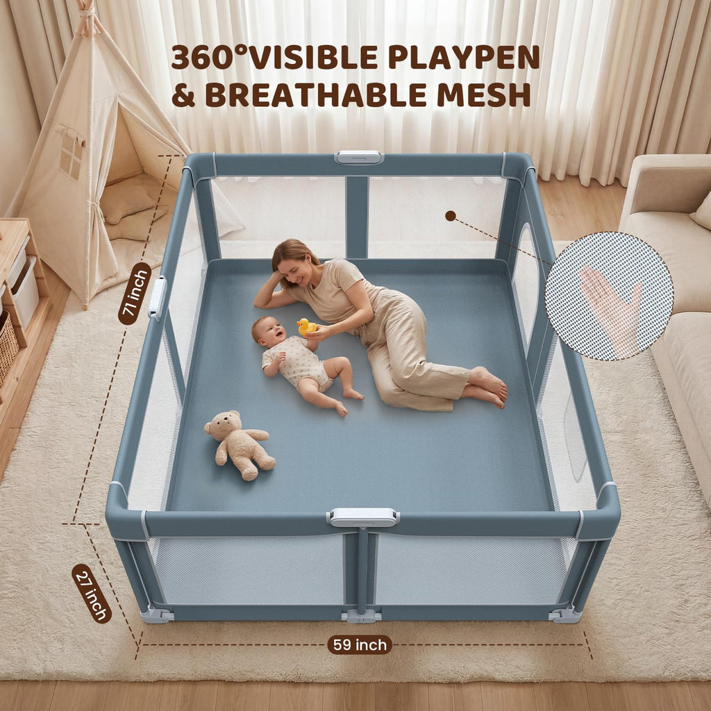 Foldable Baby Playpen 71x59 Inch R472527