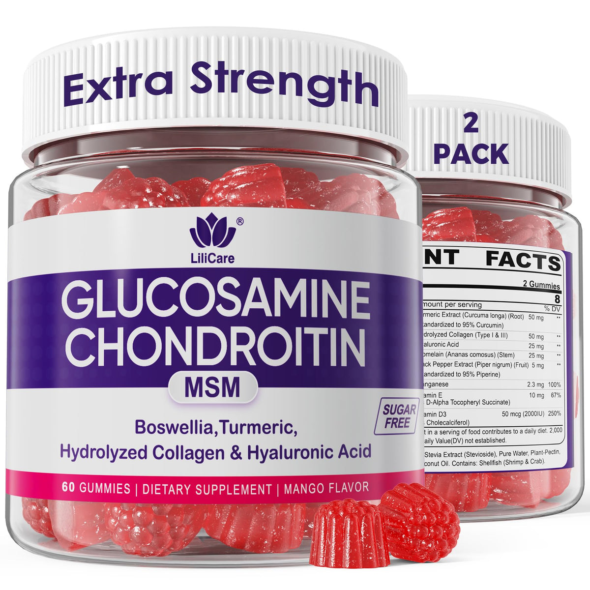 Glucosamine Chondroitin Gummies with MSM, No Sugar, 120 Cts P615