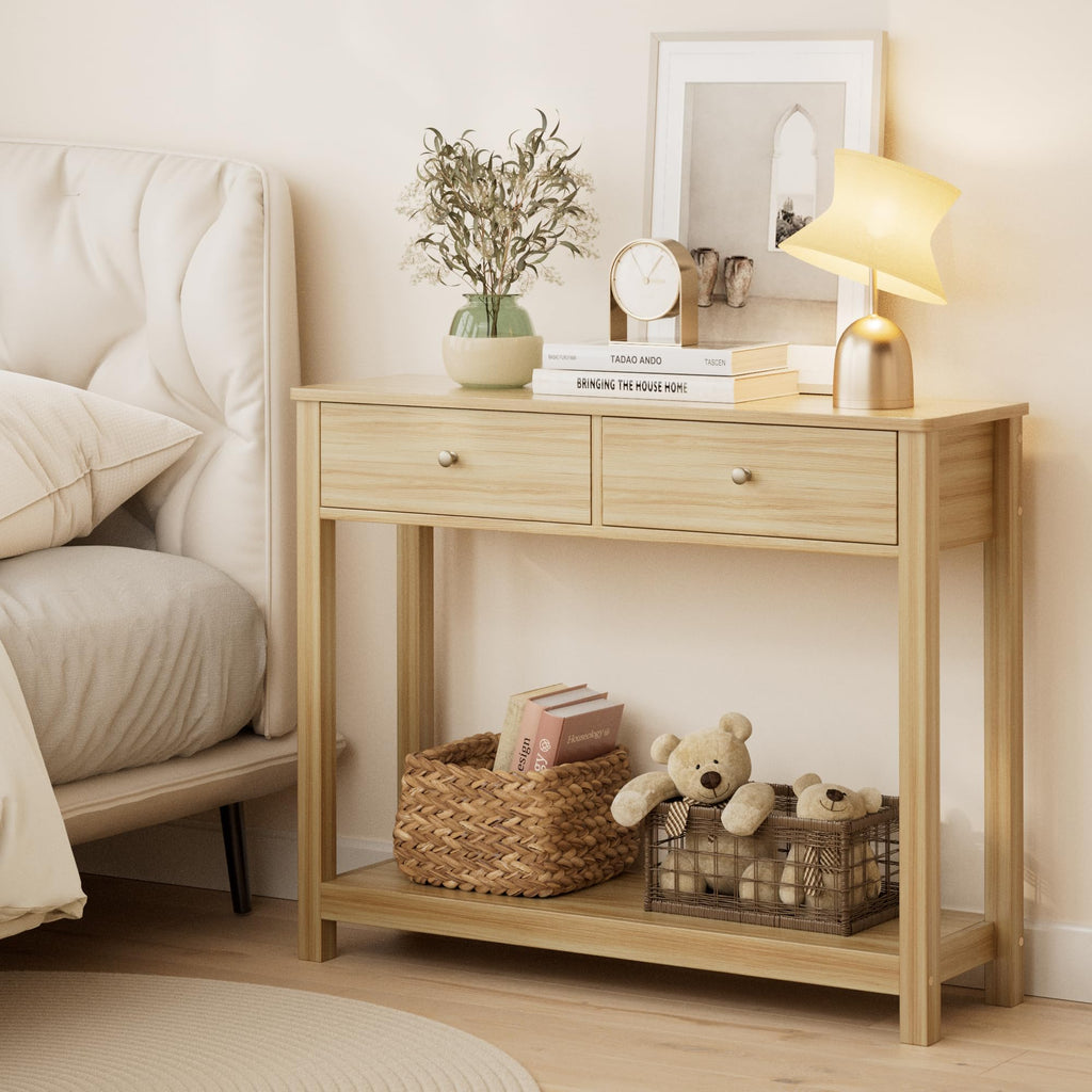 2 Drawer Oak Console Table J5074