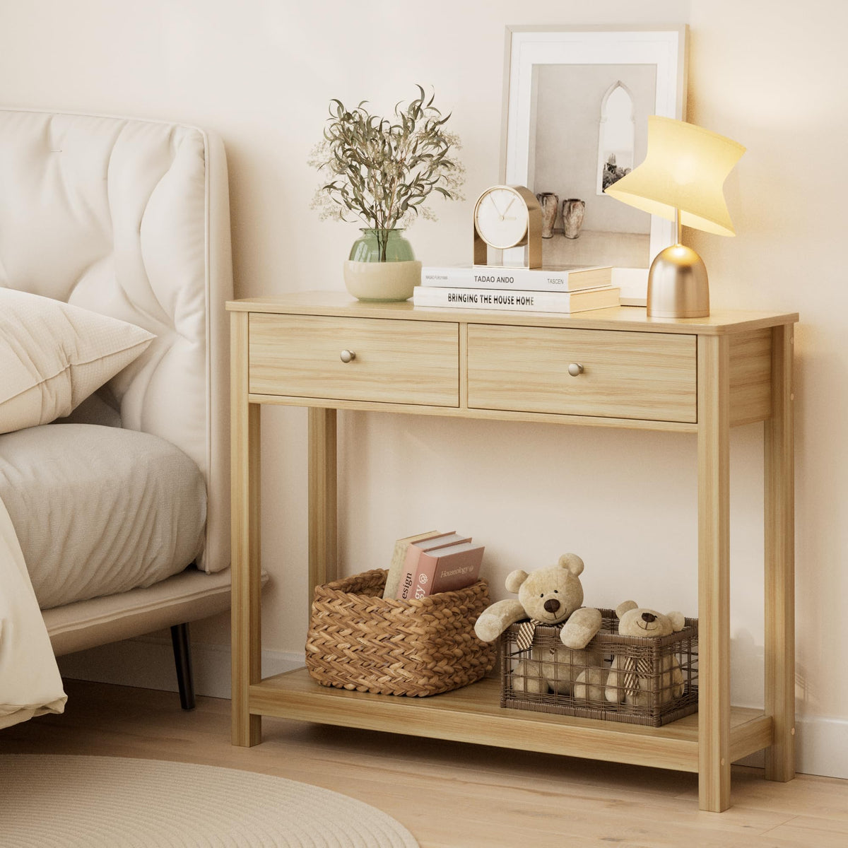 2 Drawer Oak Console Table J5074